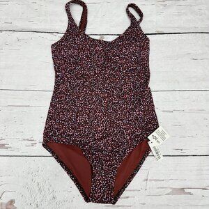 NWT Amazon Essentials Leopard One Piece Swimsuit UPF 50+ Brick Red XS